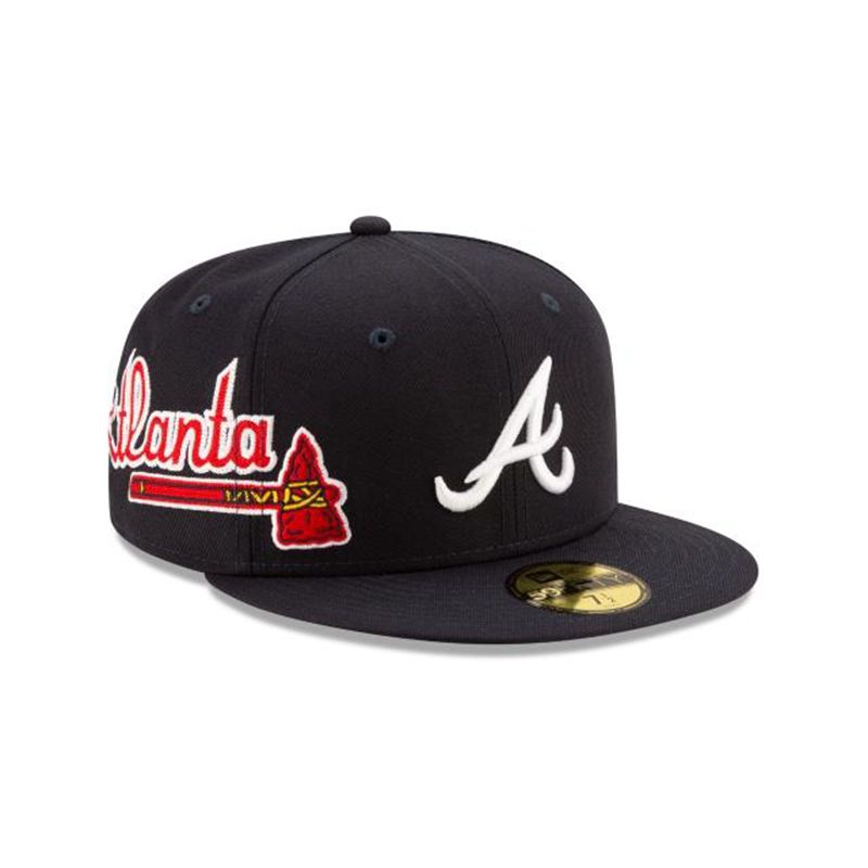 MLB Atlanta Braves Slant 59Fifty Fitted (CJG6121) - Blue New Era Caps